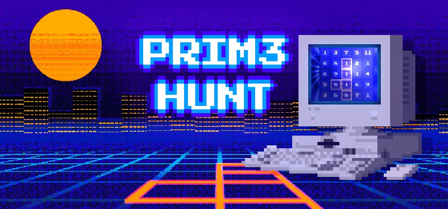 Prime Hunt Puzzle Strategy Game Board